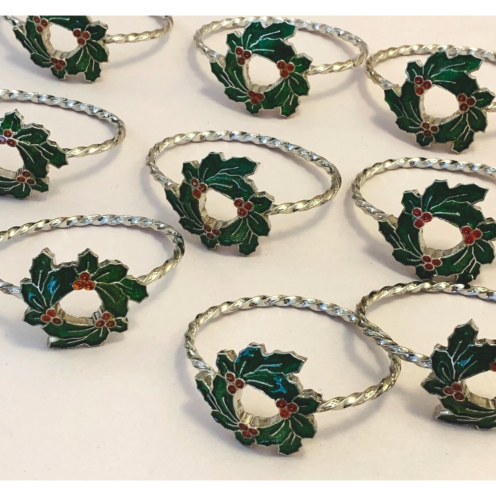 Wallace Silversmiths Christmas Wreath Napkin Ring Holders LOT Regency VTG MCM